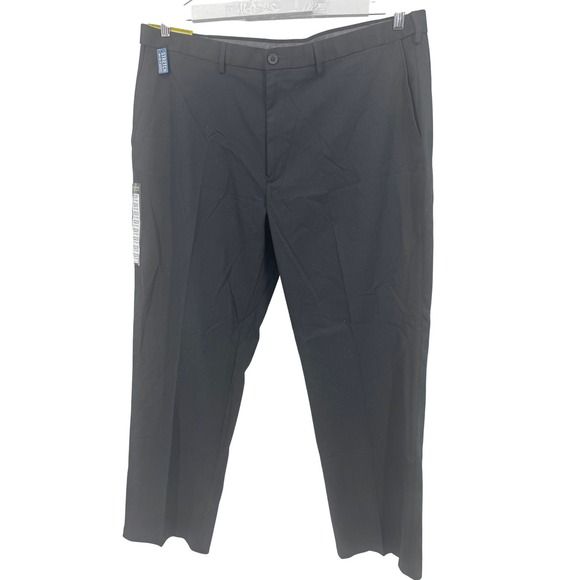 Haggar Pants 44x32 Mens Classic Fit Flat Front Premium Stretch No Iron Black - Picture 1 of 16